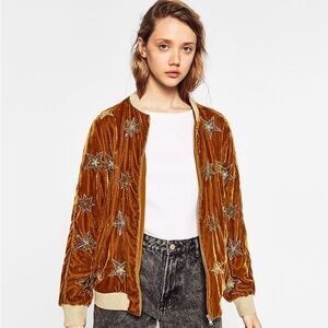 Zara Gold Star Embellished Women's Jacket